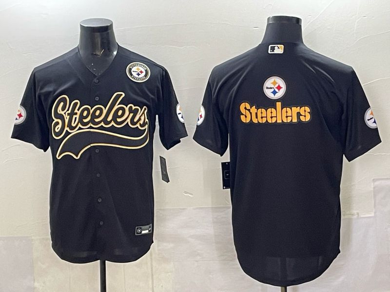 Men 2025 Nike Pittsburgh Steelers Blank Black Joint Name  Limited NFL Jersey style 048->pittsburgh steelers->NFL Jersey